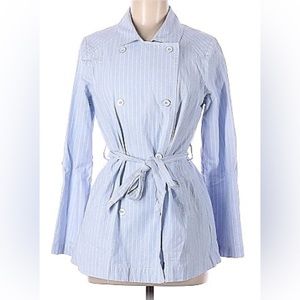 Pinstriped Belted Trench Coat